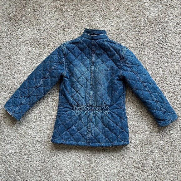 KC Collections Denim Blue Quilted Jacket Leopard Print Lining Zip Up Size 6X - Picture 4 of 11